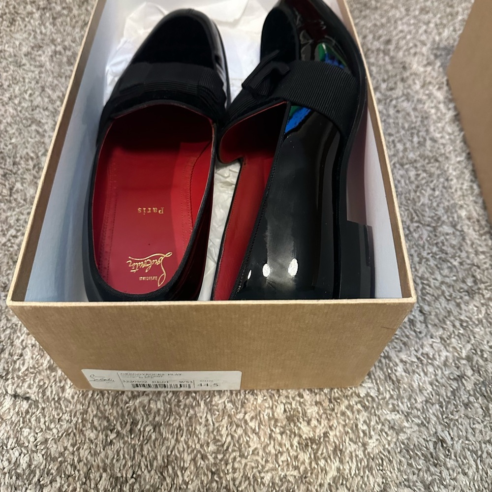 Christian Louboutin Glossy Black Loafers with Red Soles